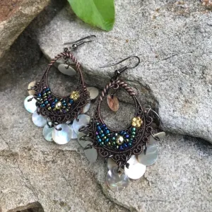 Boho bohemian dark copper dangling earrings