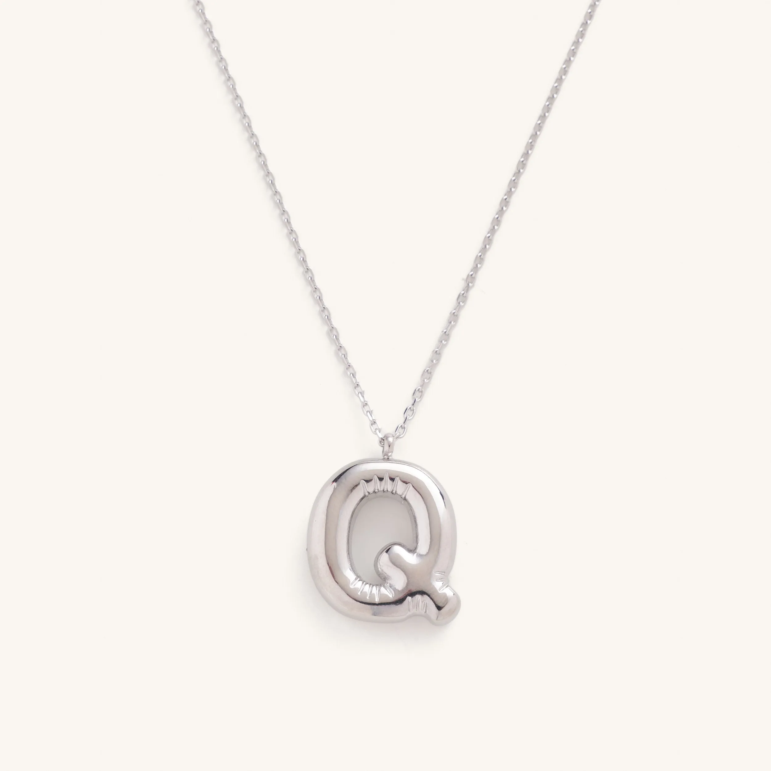 Bubble Initial Charm Necklaces- Silver