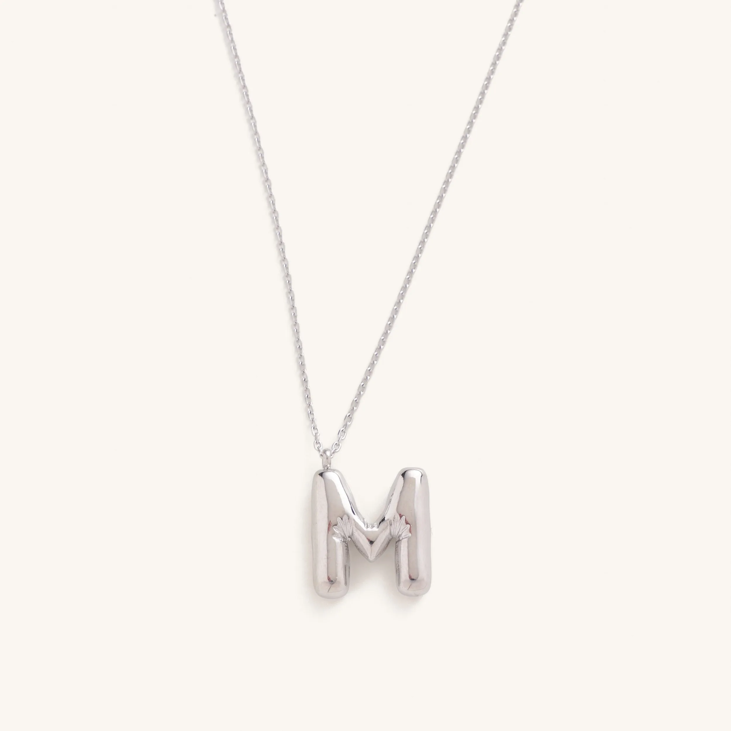 Bubble Initial Charm Necklaces- Silver