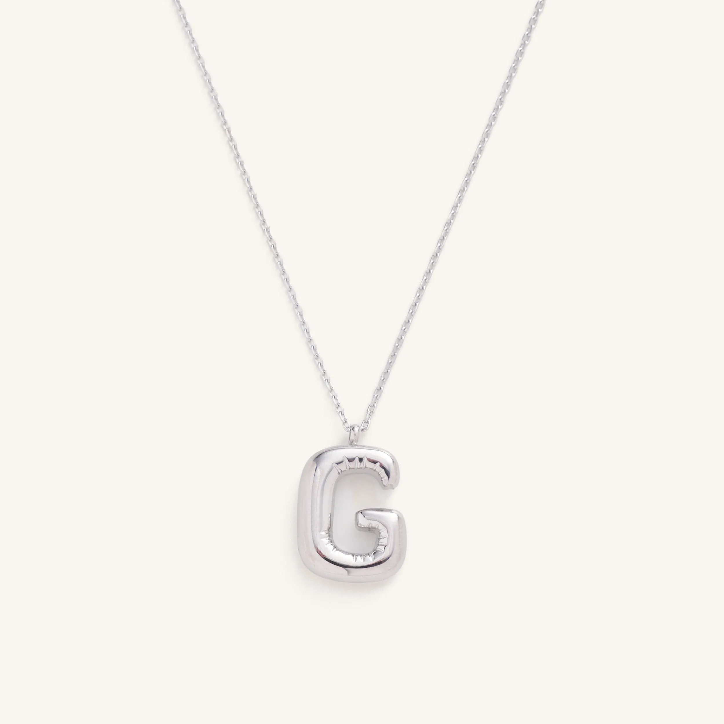 Bubble Initial Charm Necklaces- Silver