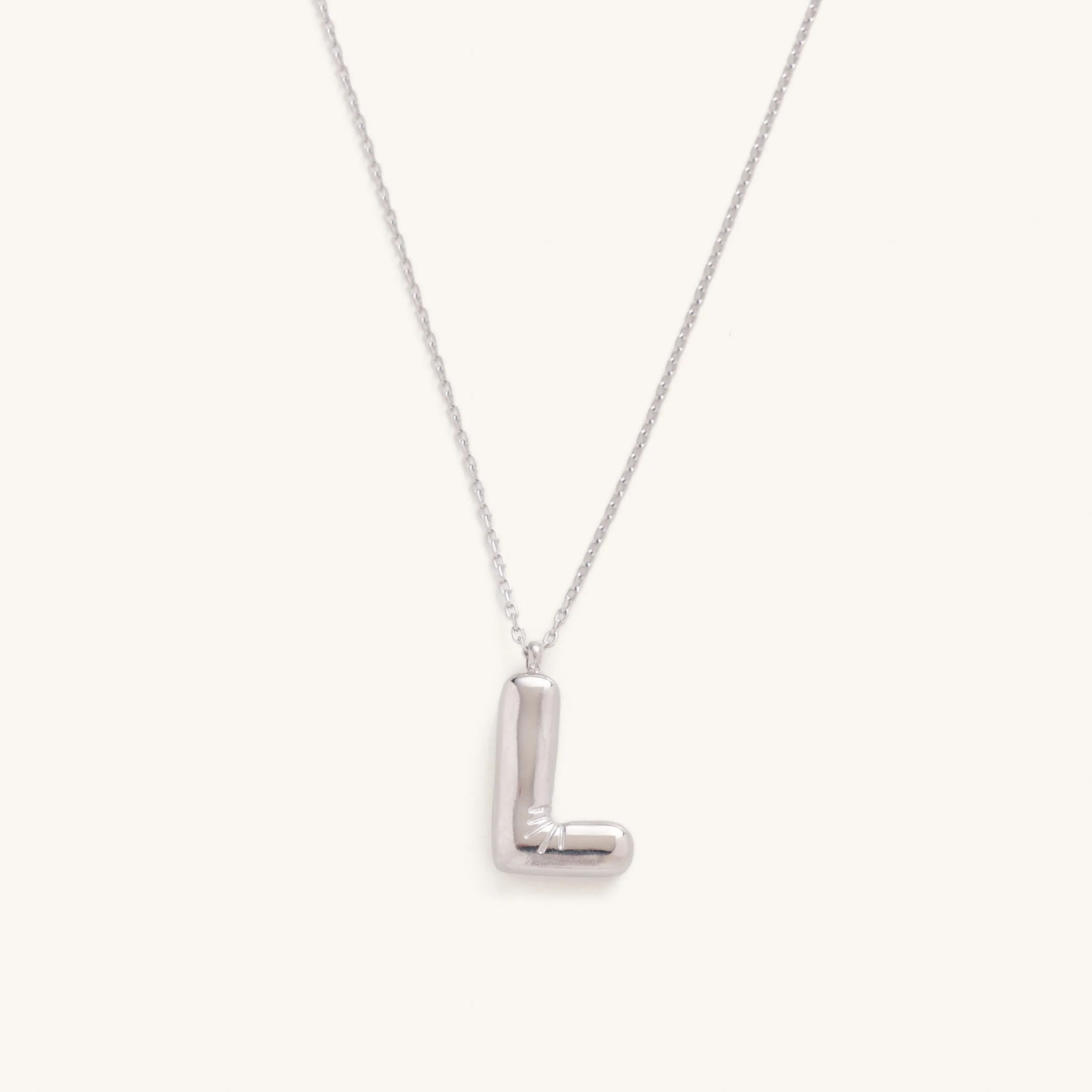 Bubble Initial Charm Necklaces- Silver