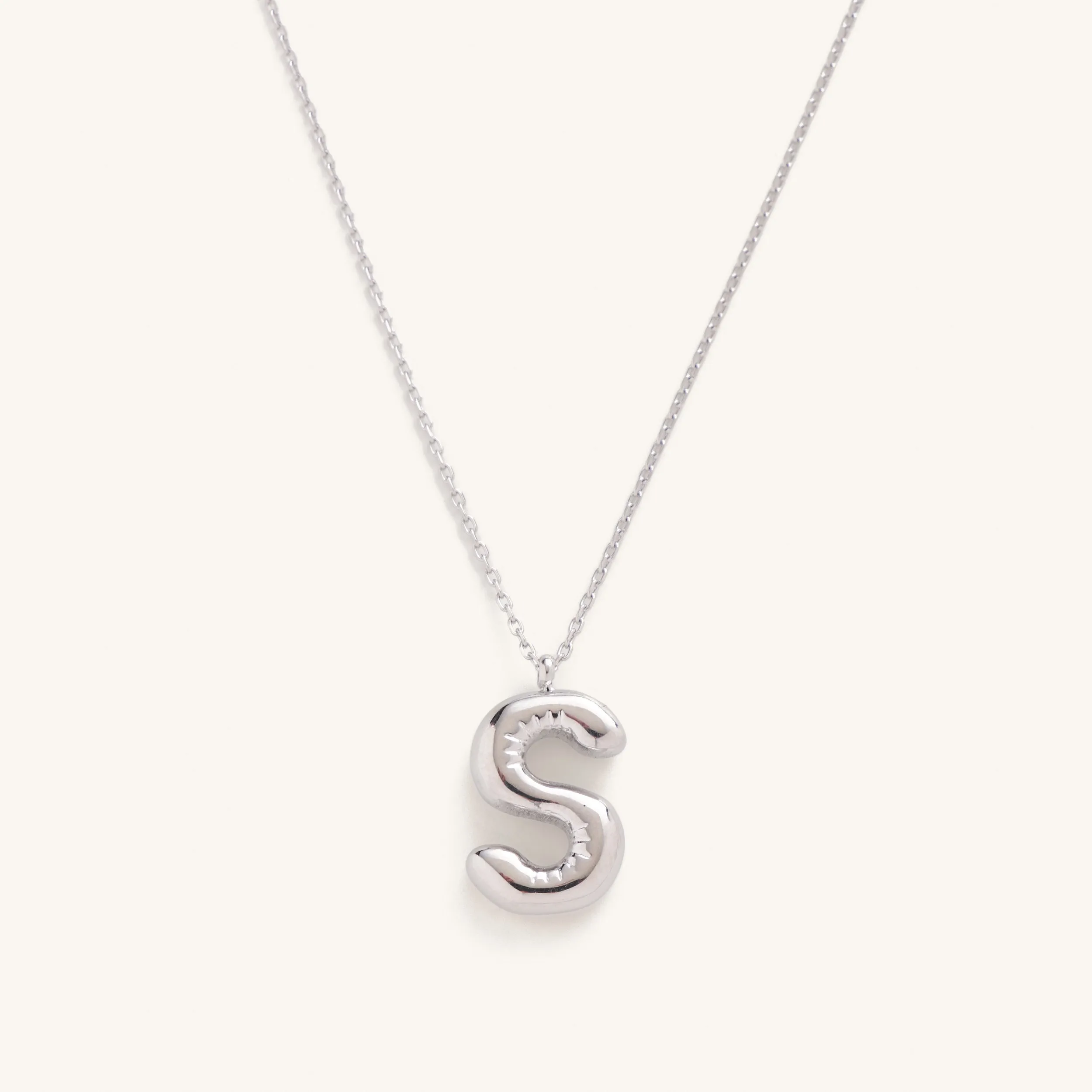 Bubble Initial Charm Necklaces- Silver