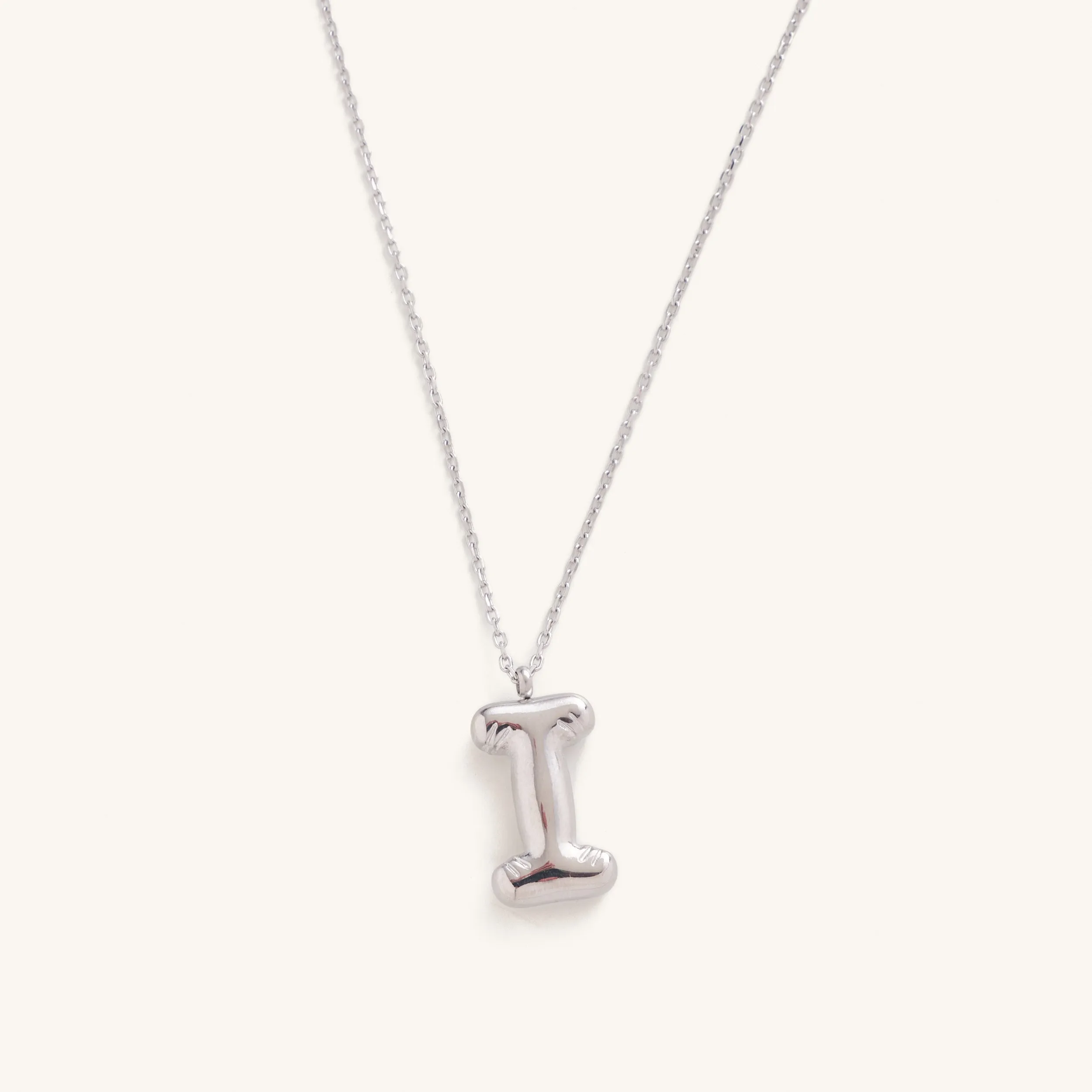 Bubble Initial Charm Necklaces- Silver