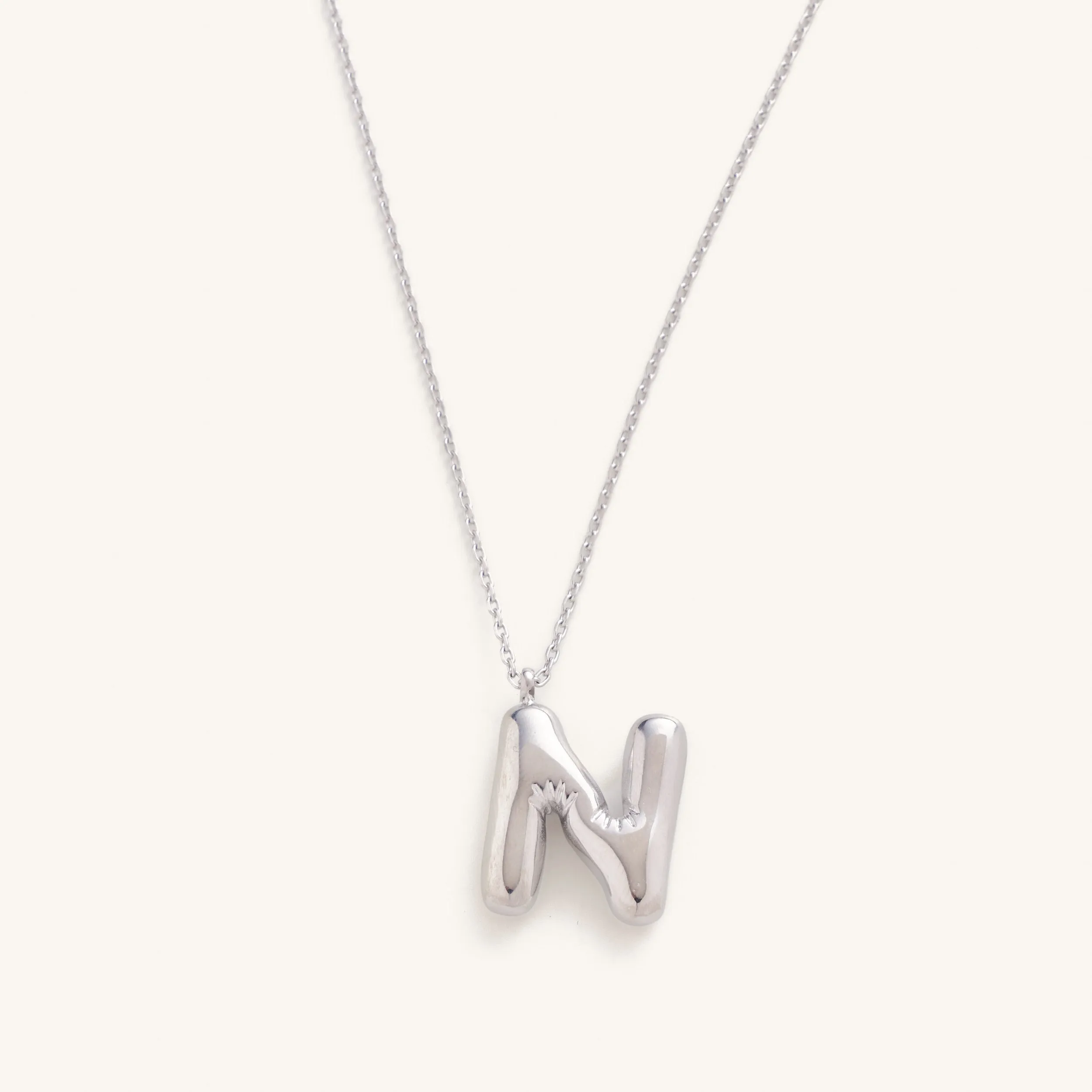 Bubble Initial Charm Necklaces- Silver