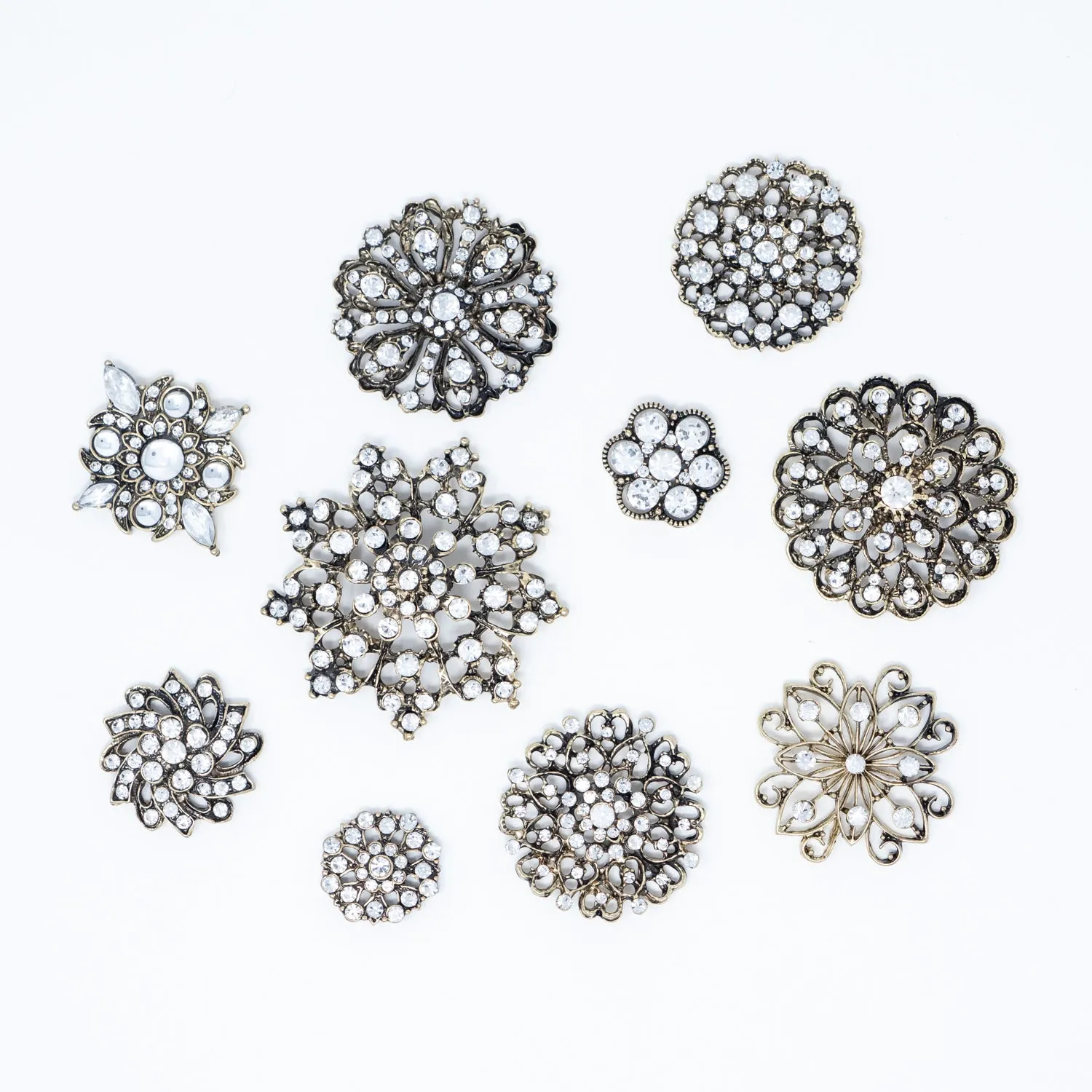 Bulk Antique Bronze Clear Rhinestones Embellishments