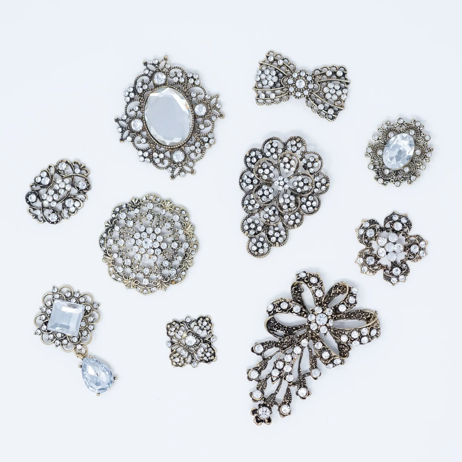 Bulk Antique Bronze Clear Rhinestones Embellishments