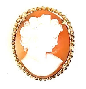 Cameo Portrait Brooch with Gold Plated Surround