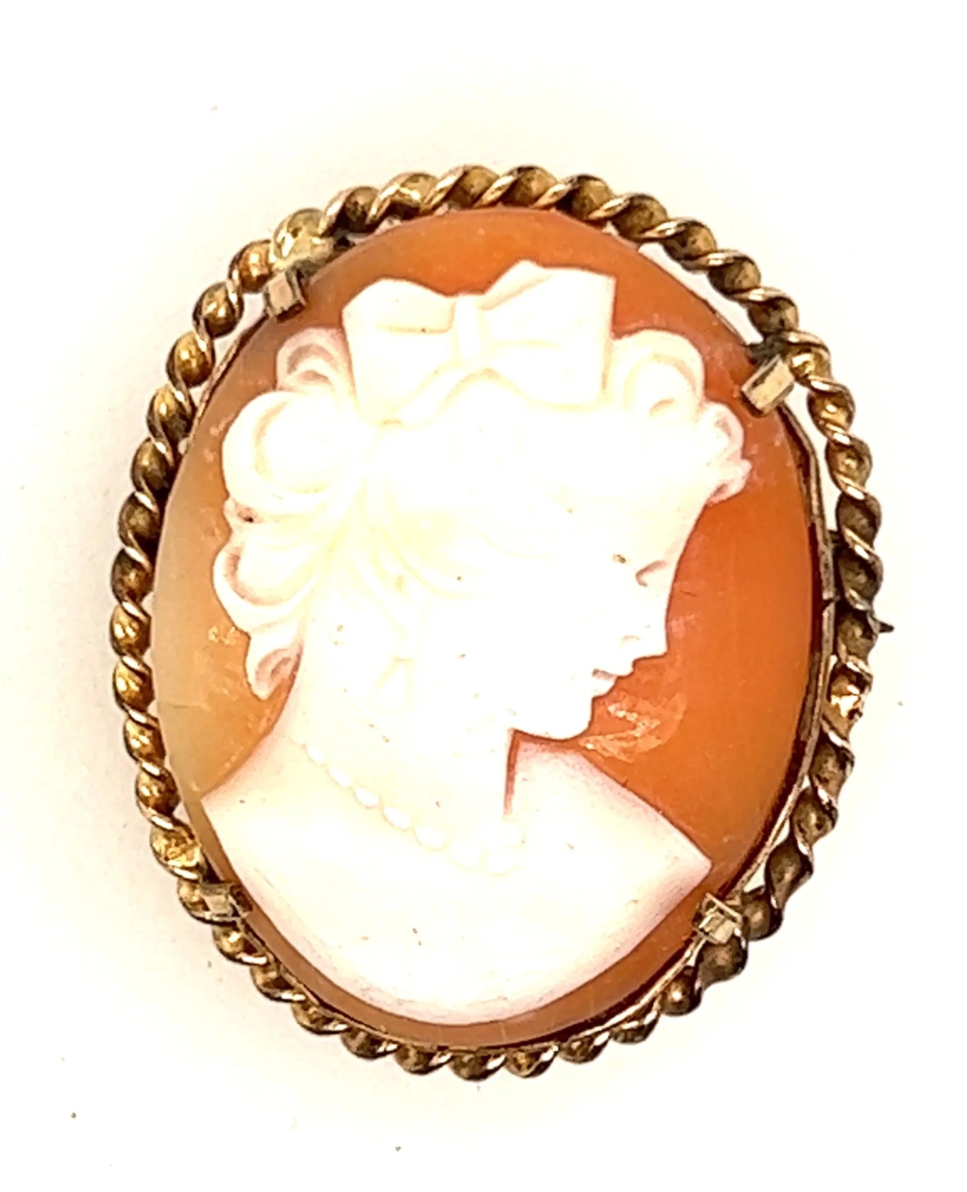 Cameo Portrait Brooch with Gold Plated Surround