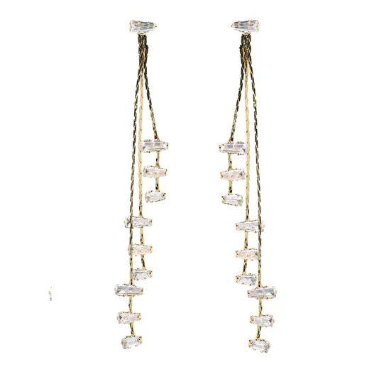 Cascading Diamond Holiday Tassel Statement Earrings