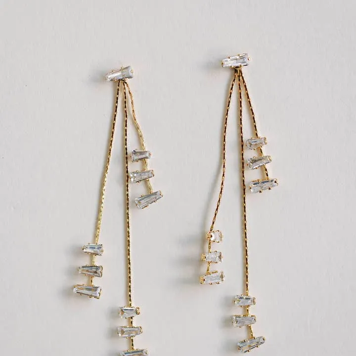 Cascading Diamond Holiday Tassel Statement Earrings