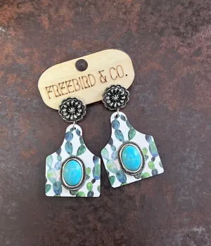 Cattle Tag Earrings Succulent