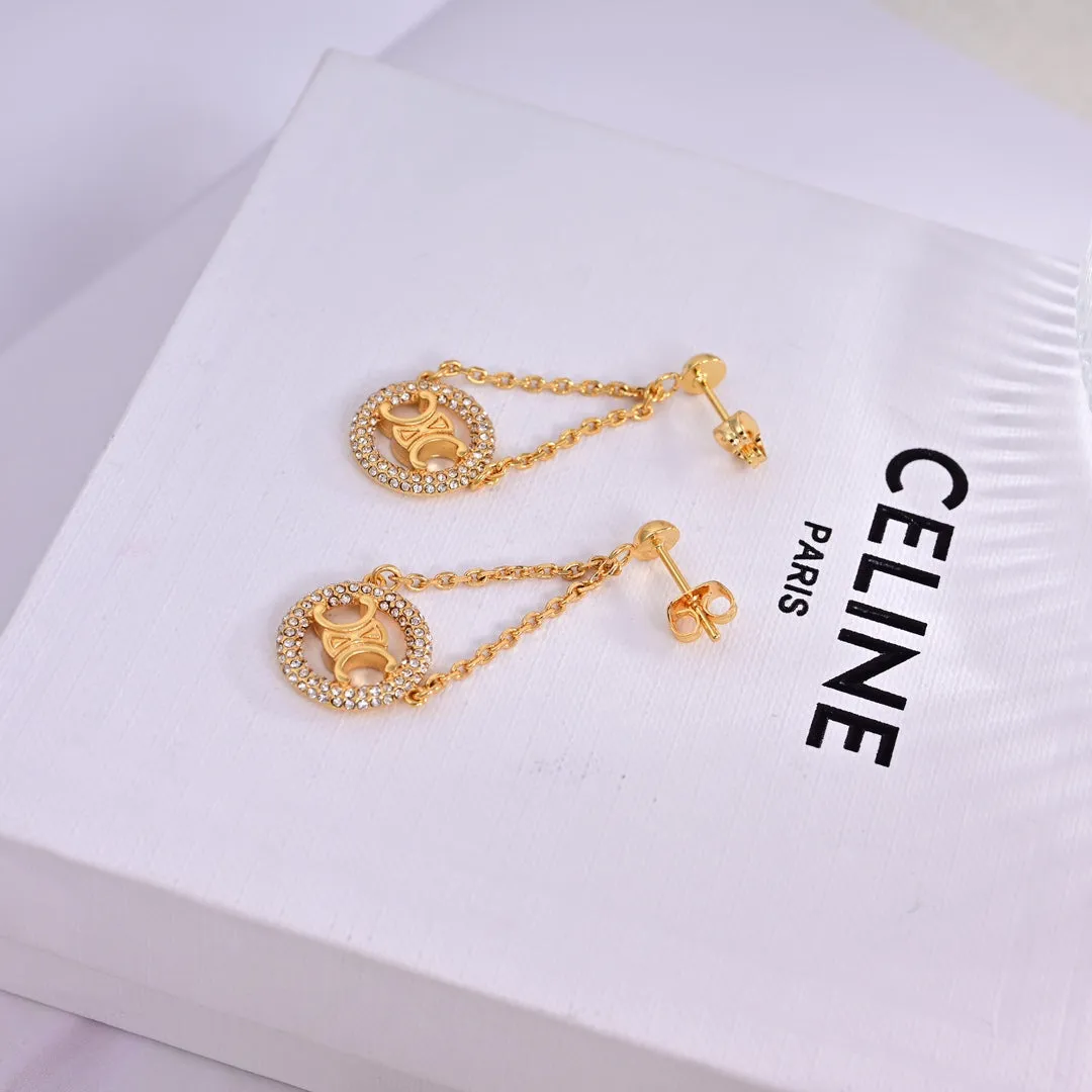 Celine Geometric Round Gold Earrings EHA175