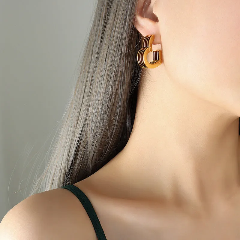 Chic Hong Kong Star Cluster Layered Earrings for Fashionable Commuters