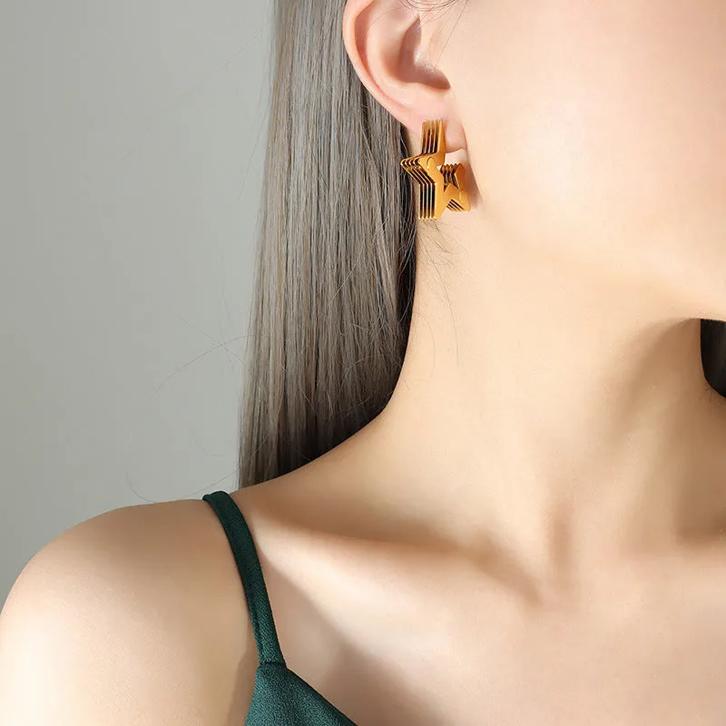 Chic Hong Kong Star Cluster Layered Earrings for Fashionable Commuters