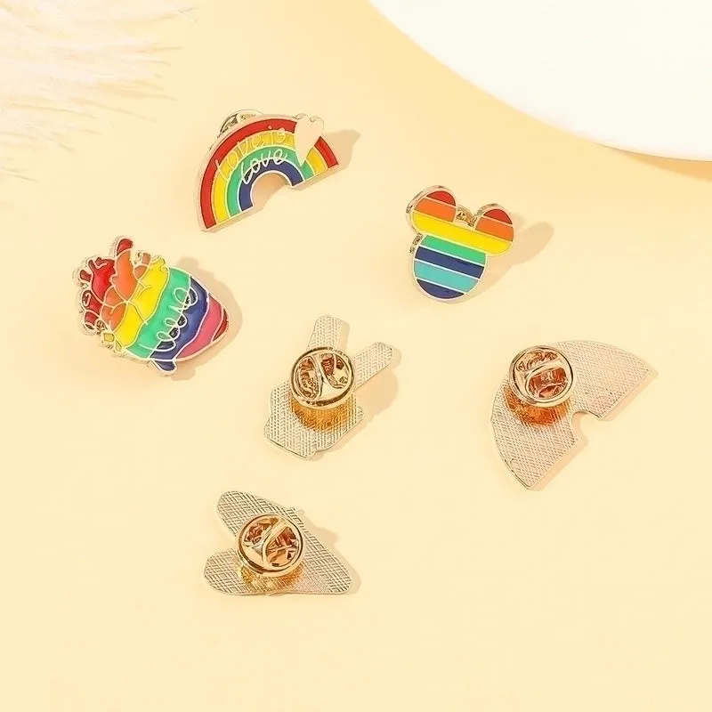 Classic Style Pin Rainbow Alloy Plating Unisex Brooches