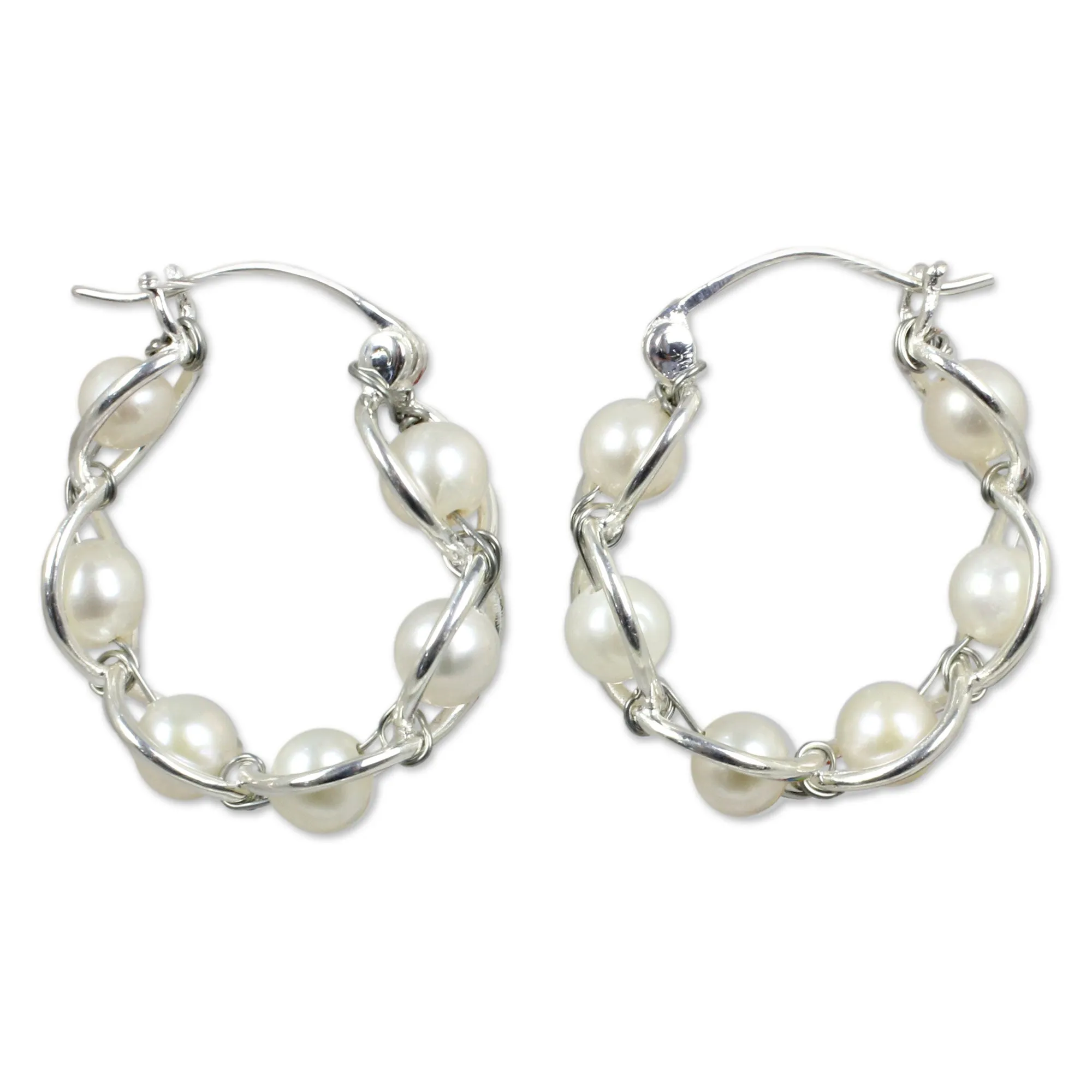 Cloud Twist Sterling Silver Hoop Earrings