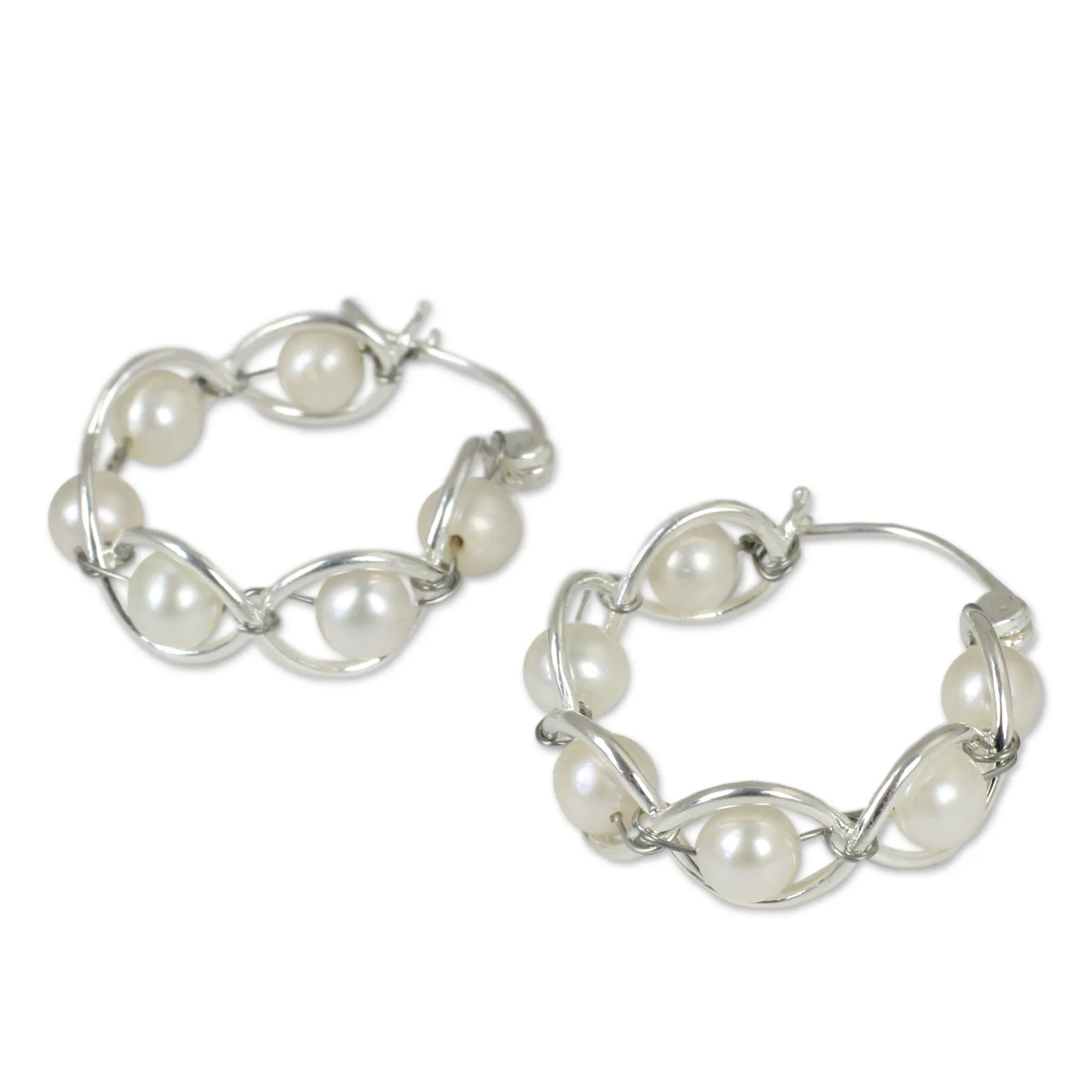 Cloud Twist Sterling Silver Hoop Earrings