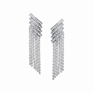 Crystal Bar Tassel Earrings