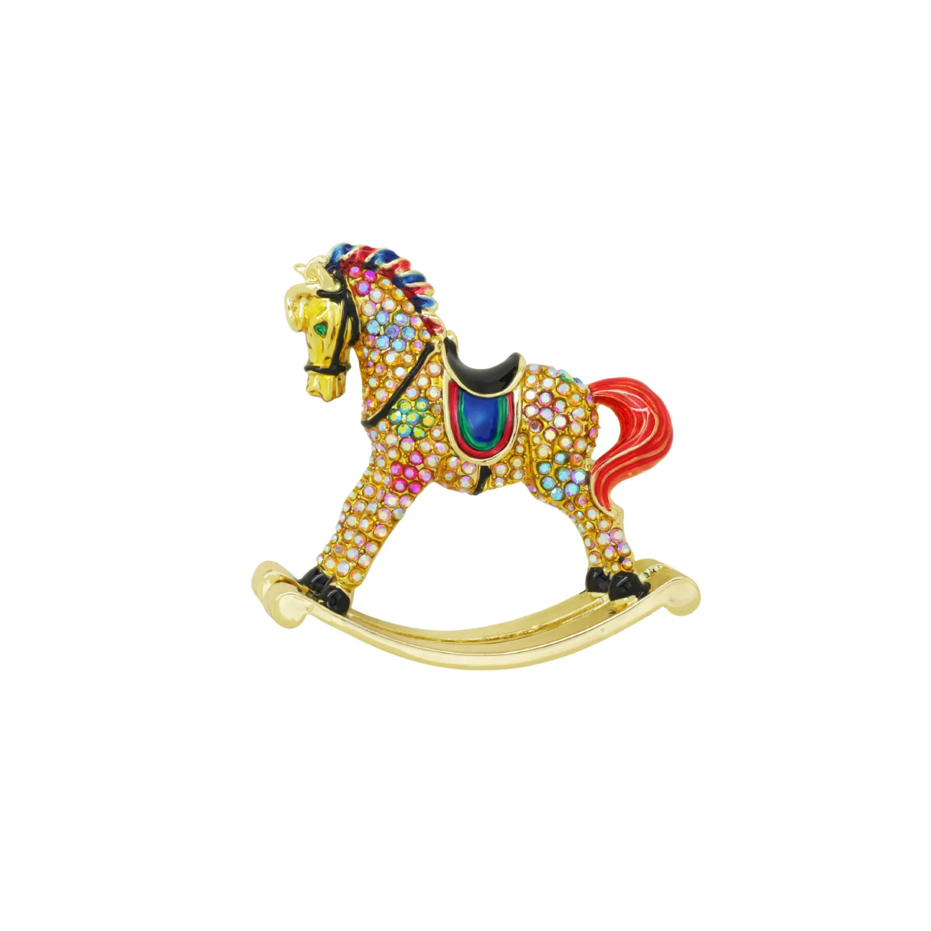 Crystal Rocking Horse Brooch