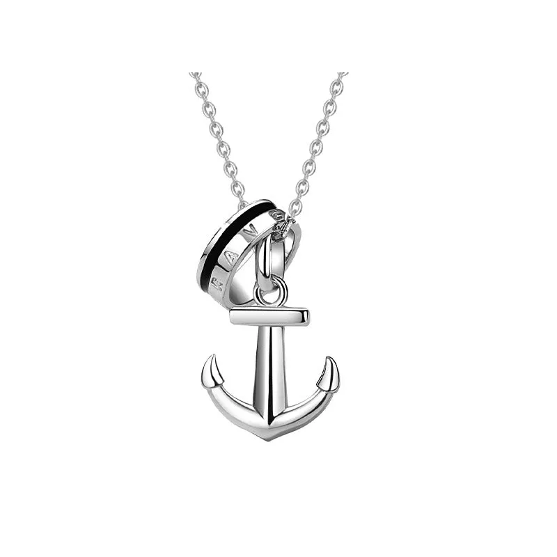 Custom Engraved Anchor Necklace for Men