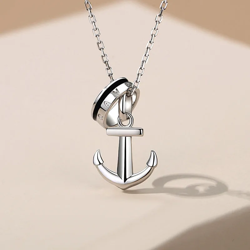 Custom Engraved Anchor Necklace for Men