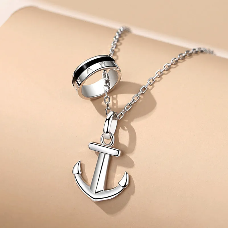 Custom Engraved Anchor Necklace for Men