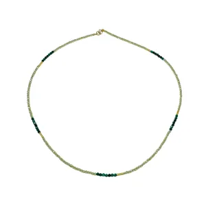 Delicate Color Block Five Bar Necklace {Malachite and Peridot}