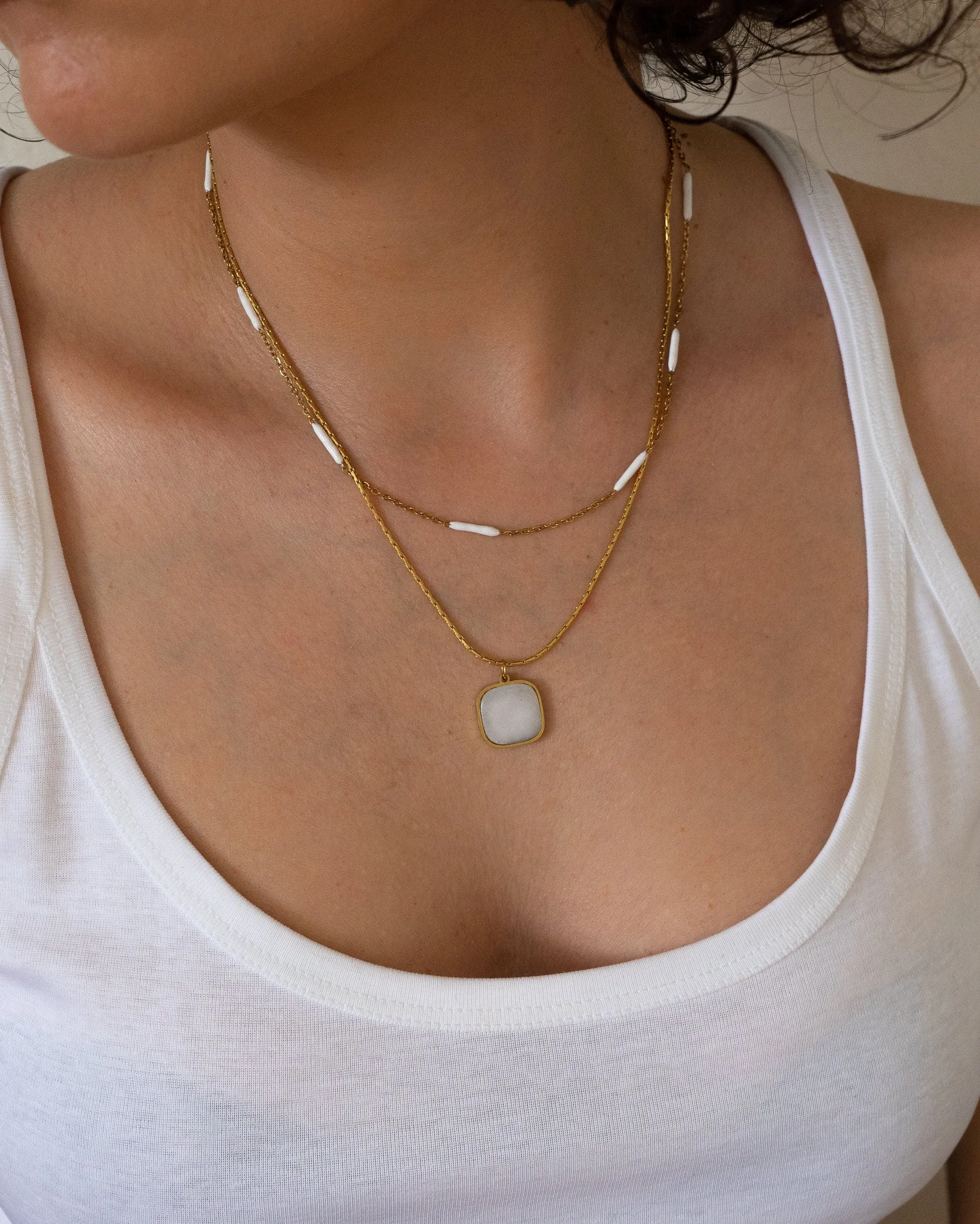 Delicate Gold Colourful Chain Necklace