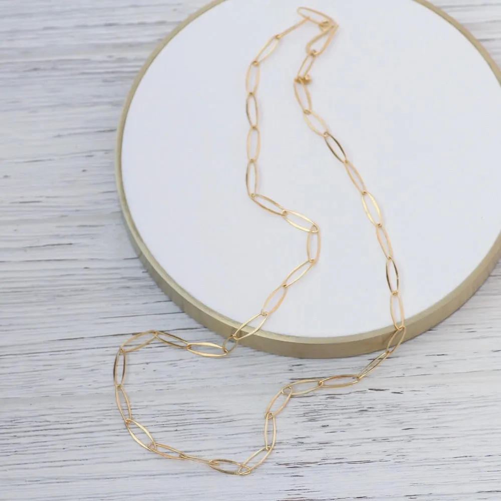 Delicate Handmade Oval Link Chain - Gold Plate