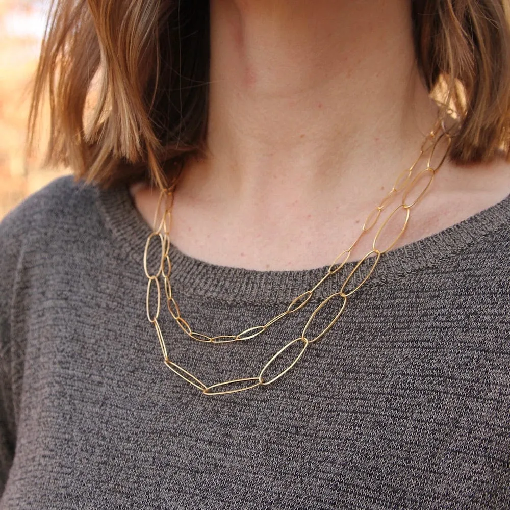 Delicate Handmade Oval Link Chain - Gold Plate