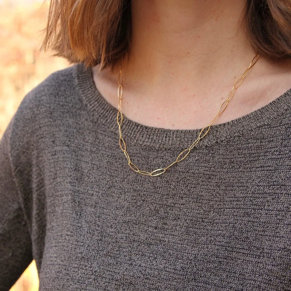 Delicate Handmade Oval Link Chain - Gold Plate