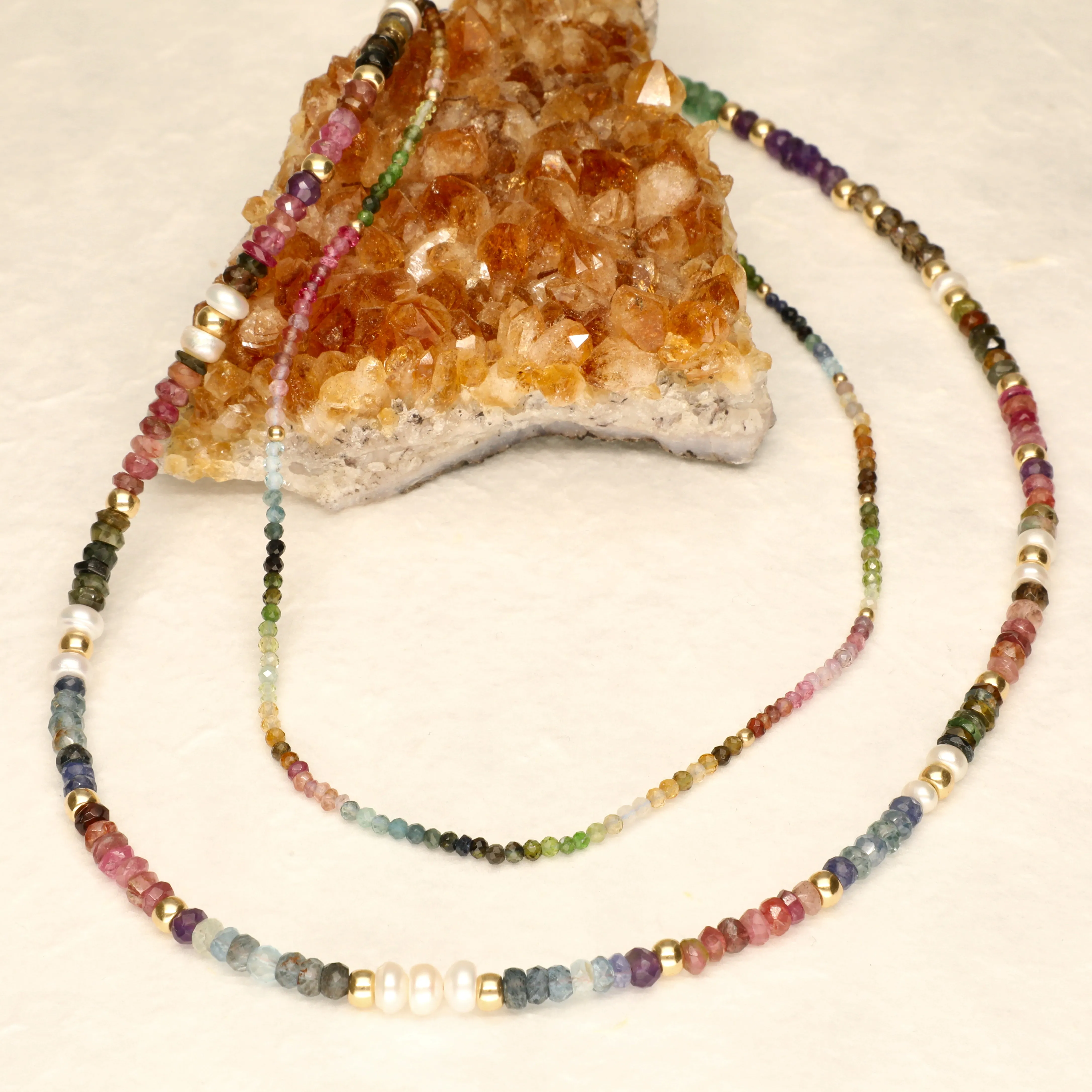 Delicate Multicolour Semi Precious Stone Necklace