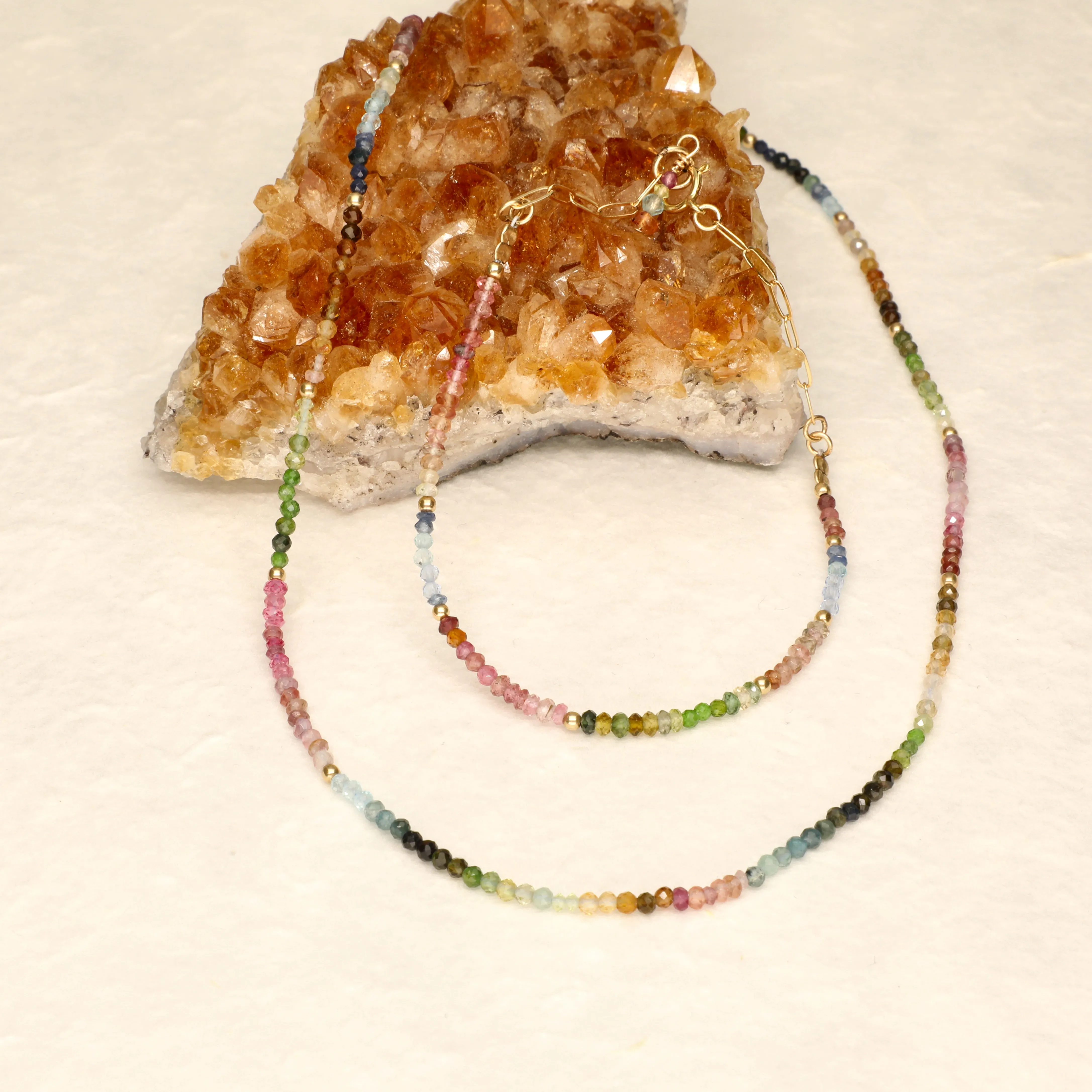 Delicate Multicolour Semi Precious Stone Necklace