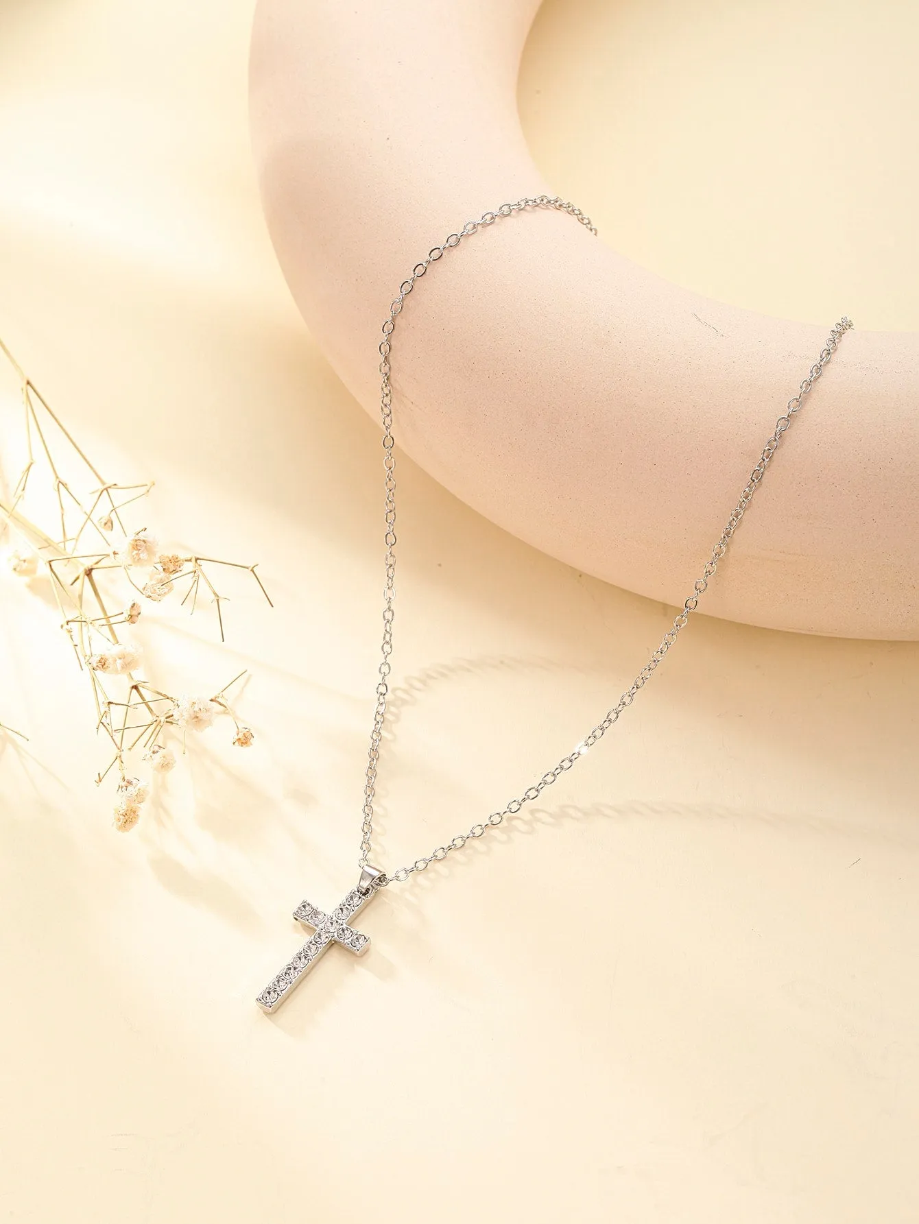 Delicate Rhinestone Cross Charm Necklace for Women Jewelry for Women Jewelry