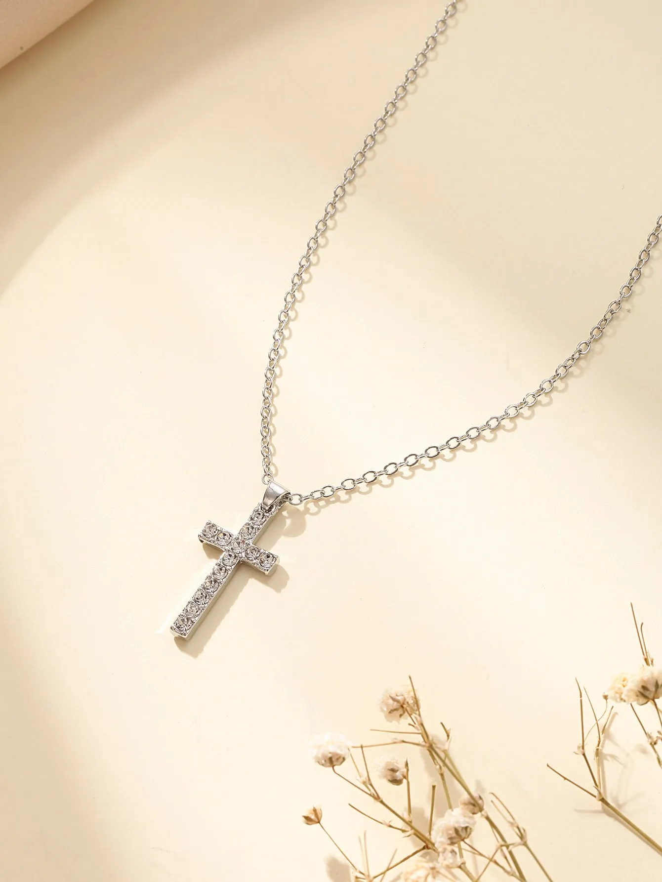 Delicate Rhinestone Cross Charm Necklace for Women Jewelry for Women Jewelry