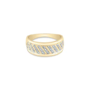 Diagonal Diamonds Gold Ring