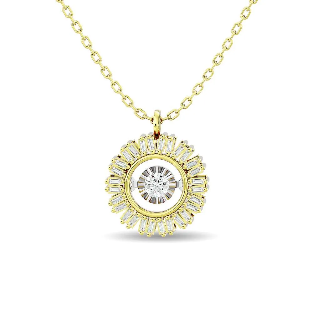 Diamond 1/6 ct tw Flower Pendant in 10K Yellow Gold