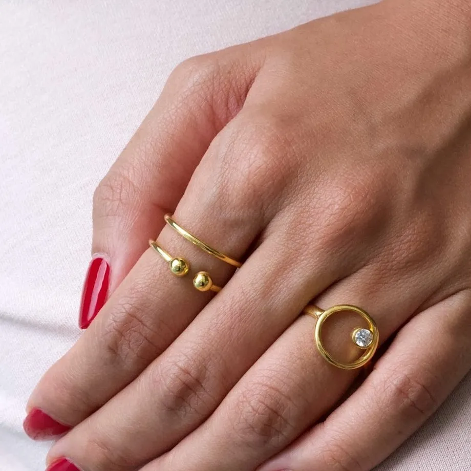 Double Band Ball Ring Gold