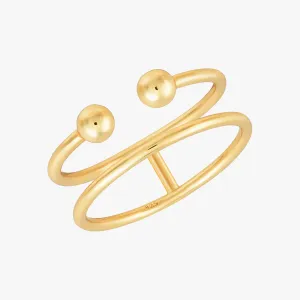 Double Band Ball Ring Gold