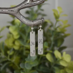 Dragonfly Garden Earrings - Sterling Silver Stamped Rectangle