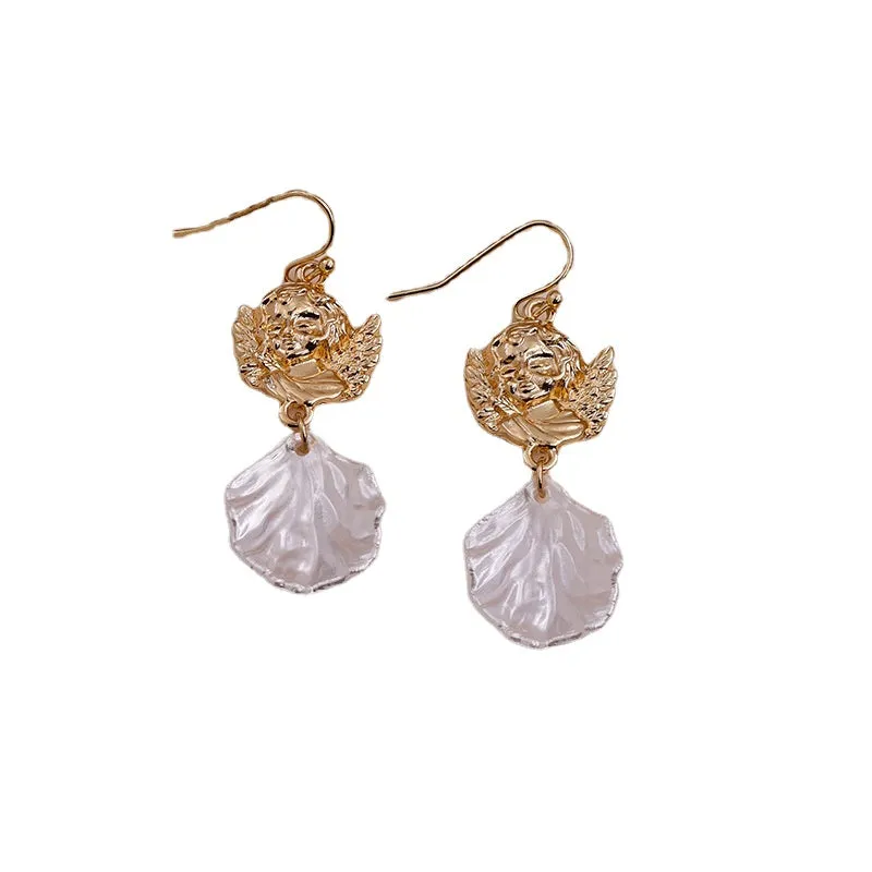 Elegant Baroque Pearl Gold Cross Earrings - Vienna Verve Collection