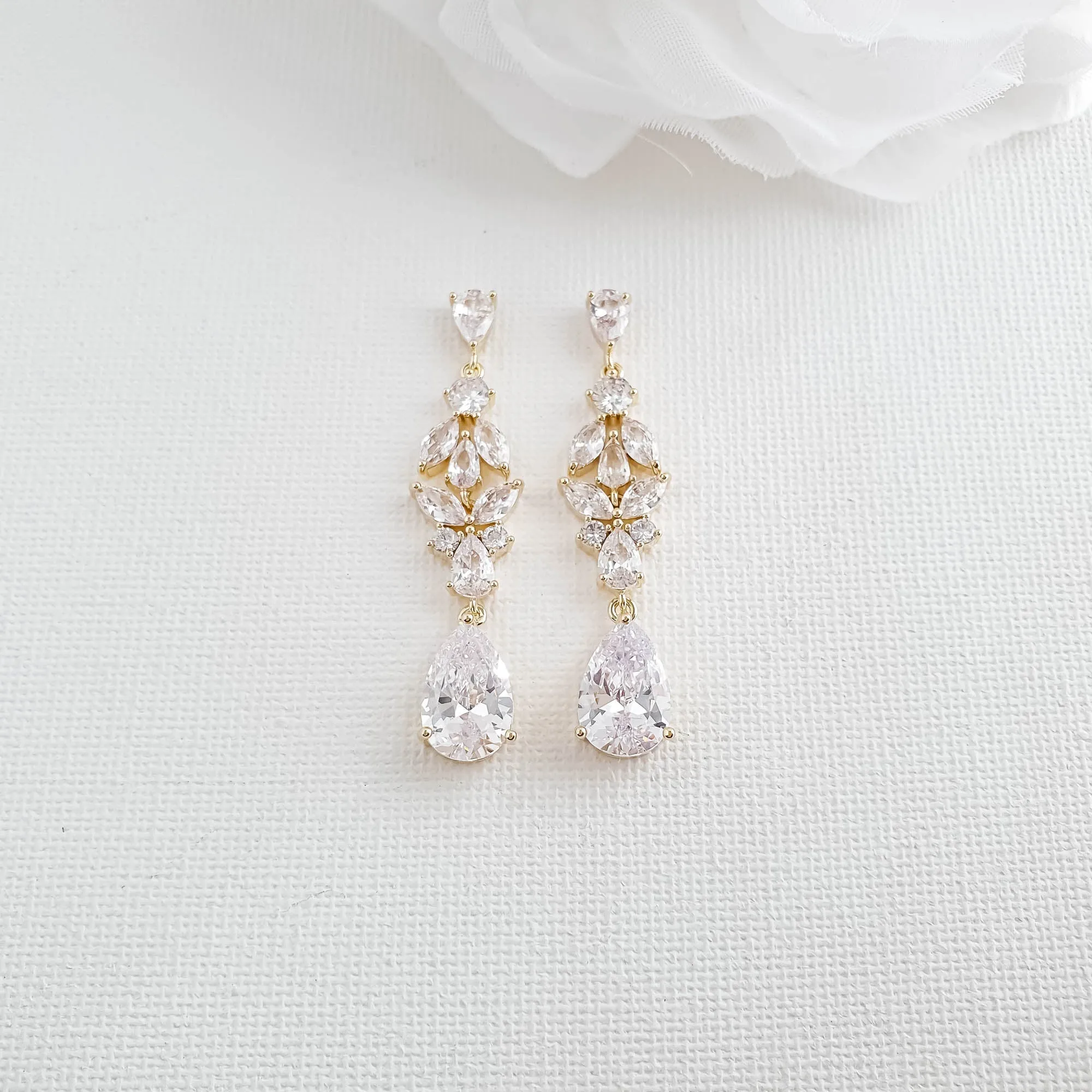 Elegant Earrings in Gold for Brides-Anne