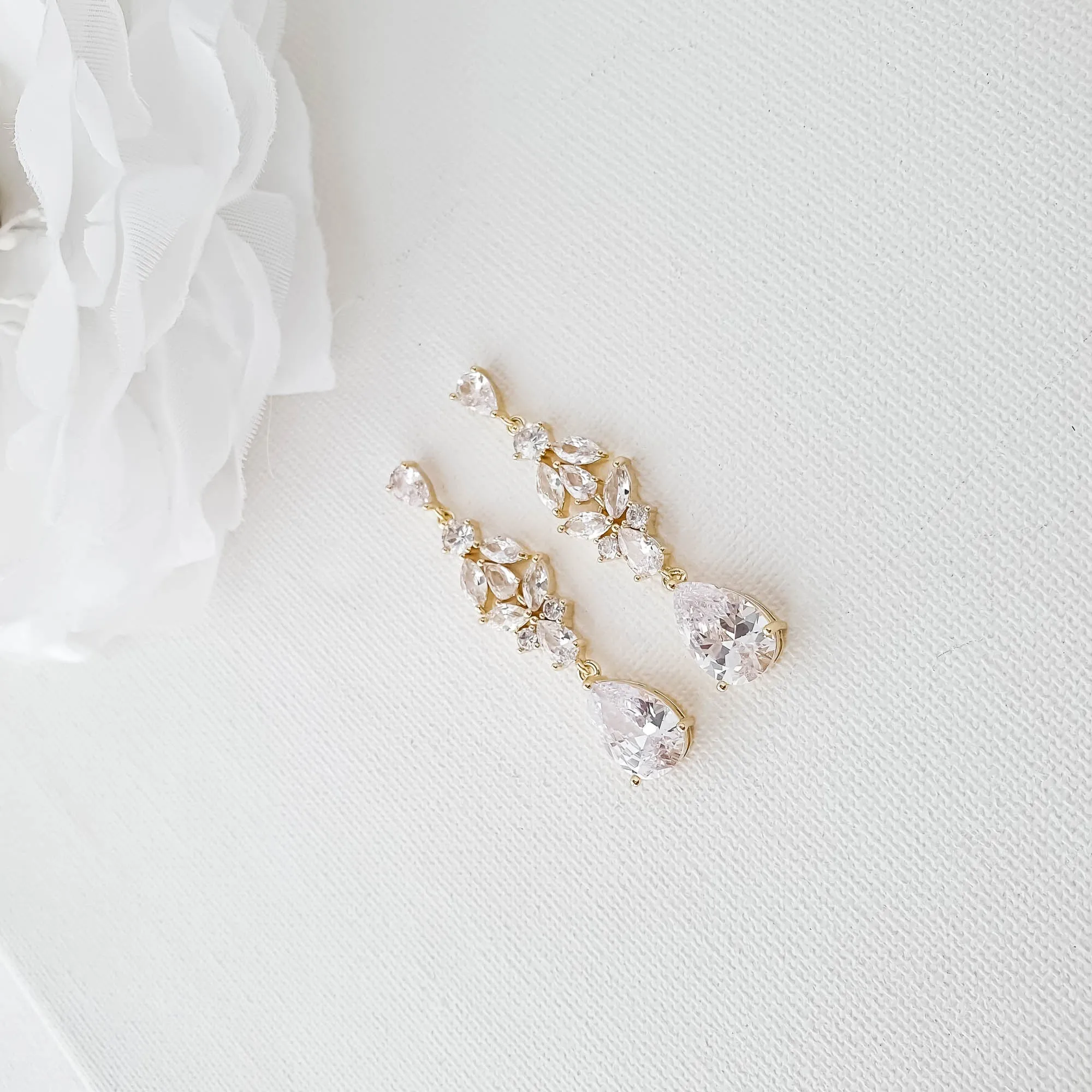 Elegant Earrings in Gold for Brides-Anne