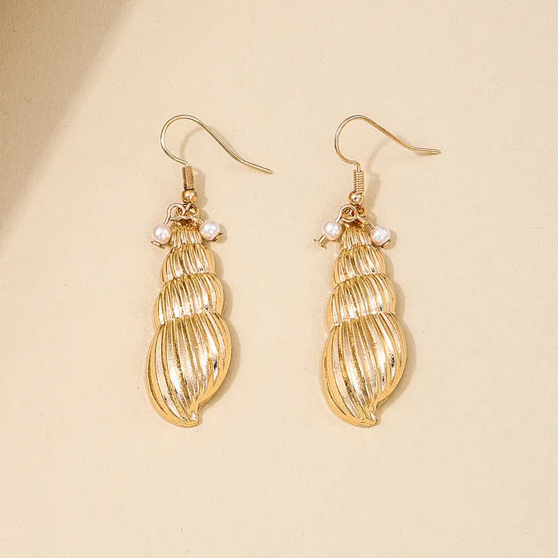 Elegant Seashell and Pearl Tassel Earrings - Vienna Verve Collection