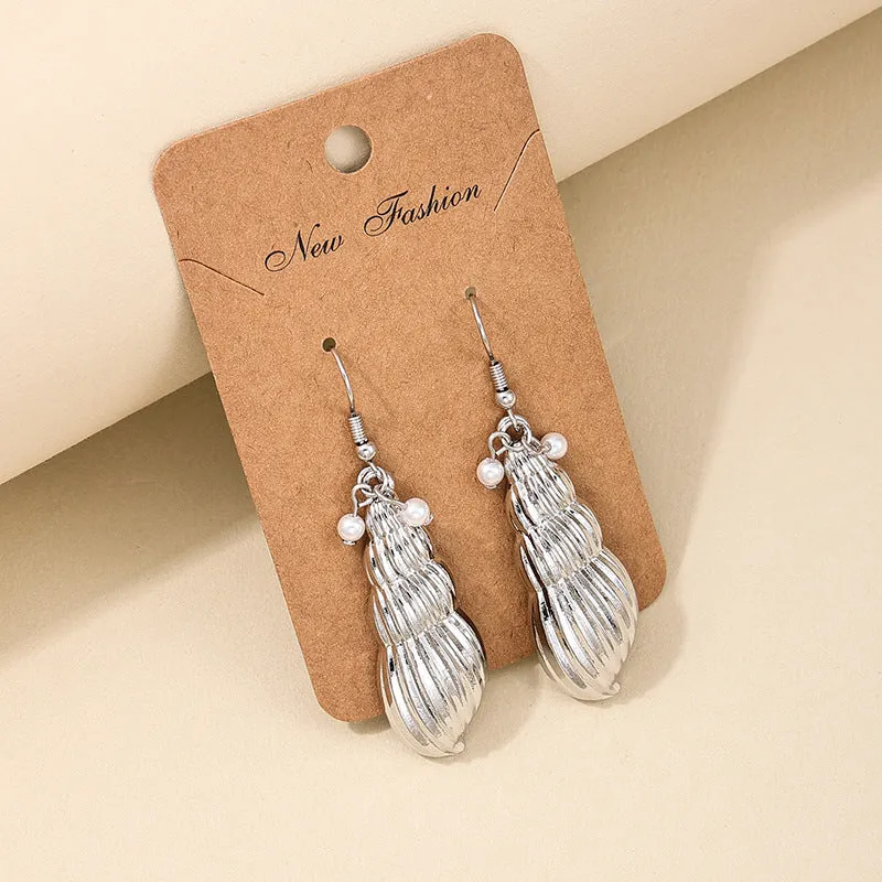 Elegant Seashell and Pearl Tassel Earrings - Vienna Verve Collection