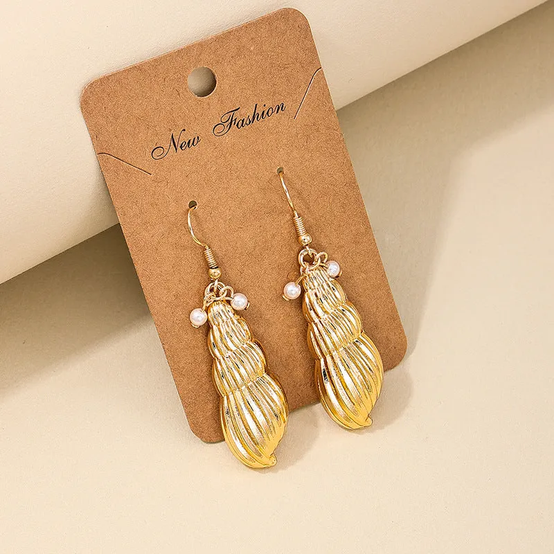 Elegant Seashell and Pearl Tassel Earrings - Vienna Verve Collection