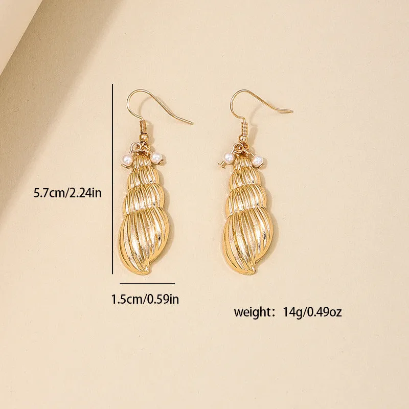 Elegant Seashell and Pearl Tassel Earrings - Vienna Verve Collection