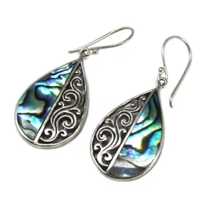 Elegant Shell & Silver Teardrop Earrings - Abalone Shell Jewelry