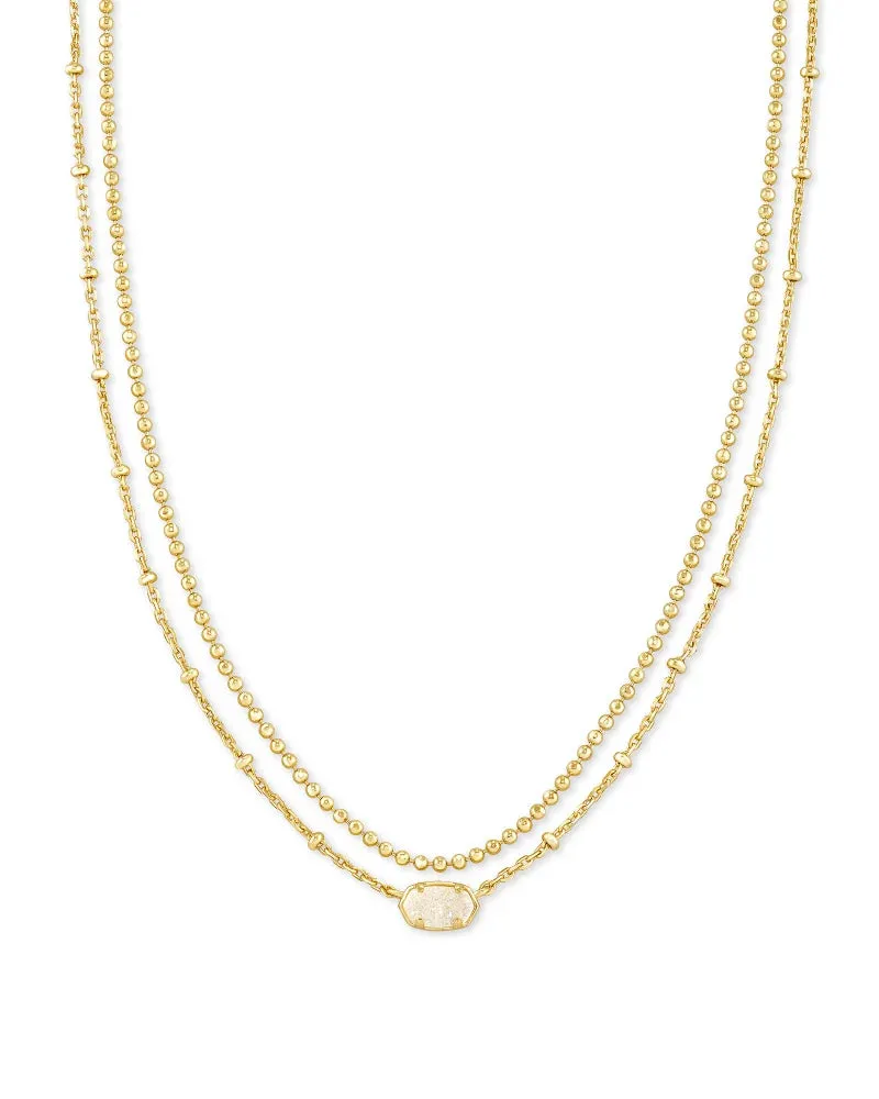 Emilie Gold Multi Strand Necklace in Iridescent Drusy