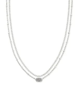 Emilie Multi Strand Necklace Rhodium Platinum Drusy by Kendra Scott